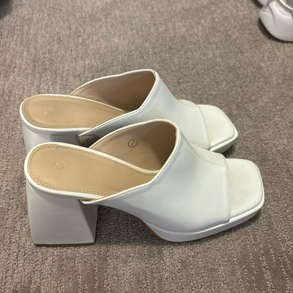 White Block Heels